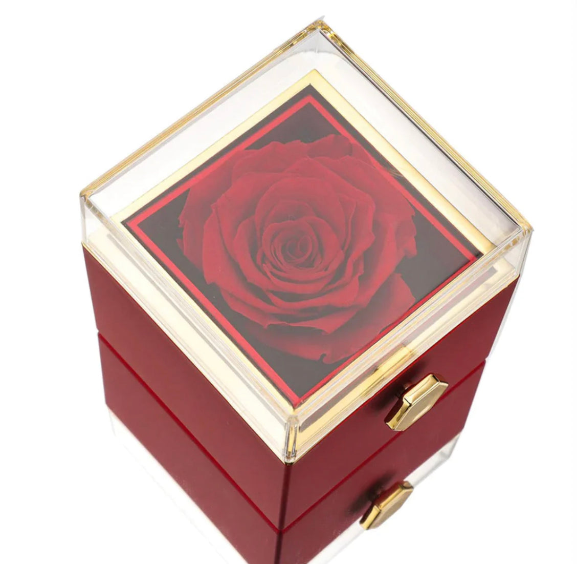 صندوق الوردة الخالدة - مع قلادة منقوشة ووردة حقيقية