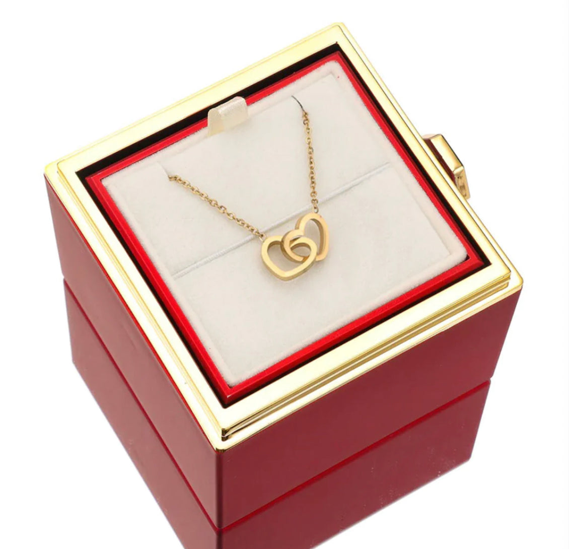 Eternal Rose Box- W/ Engraved Necklace & Real Rose