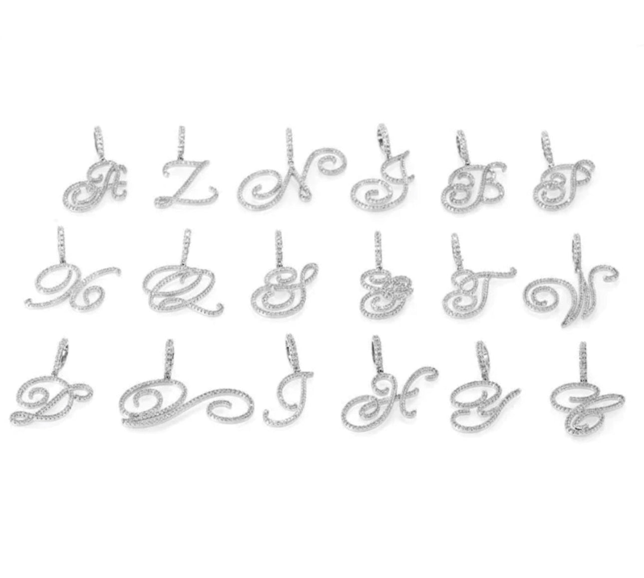 Cursive Initial Bling Necklace