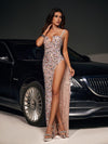 Natalia Rhinestone High Split Maxi Dress