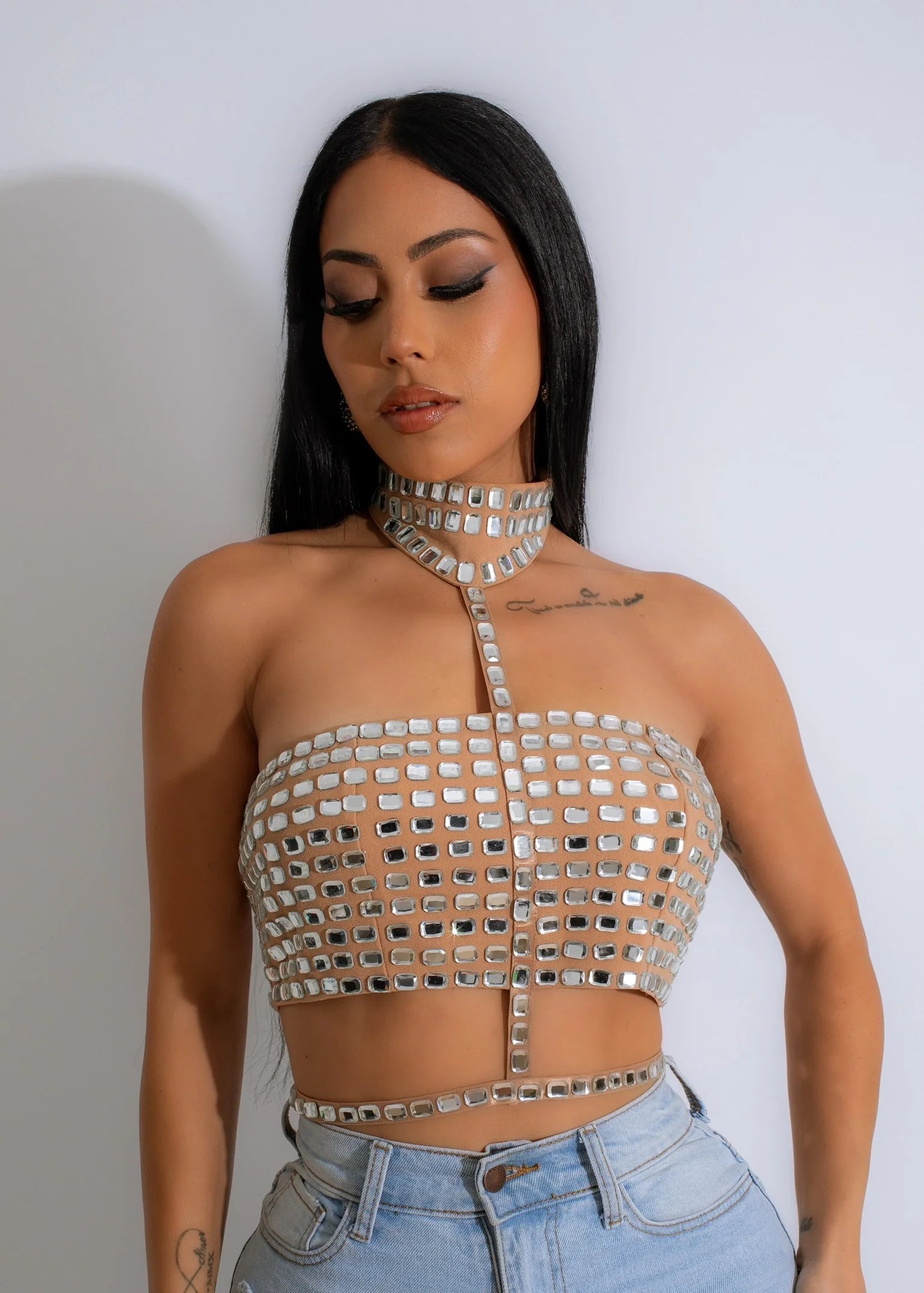 Center Of Attention Crop Top Nude