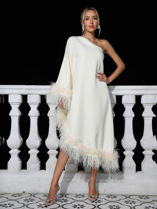 Cece Feather Dress White