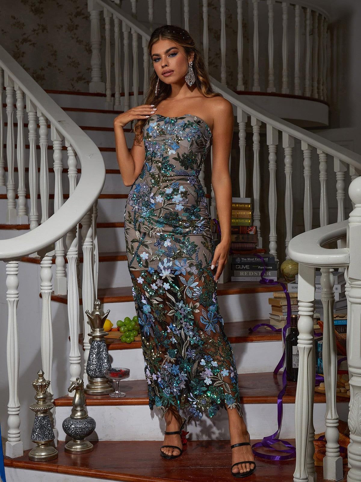 Flora Sequin Midi Dress