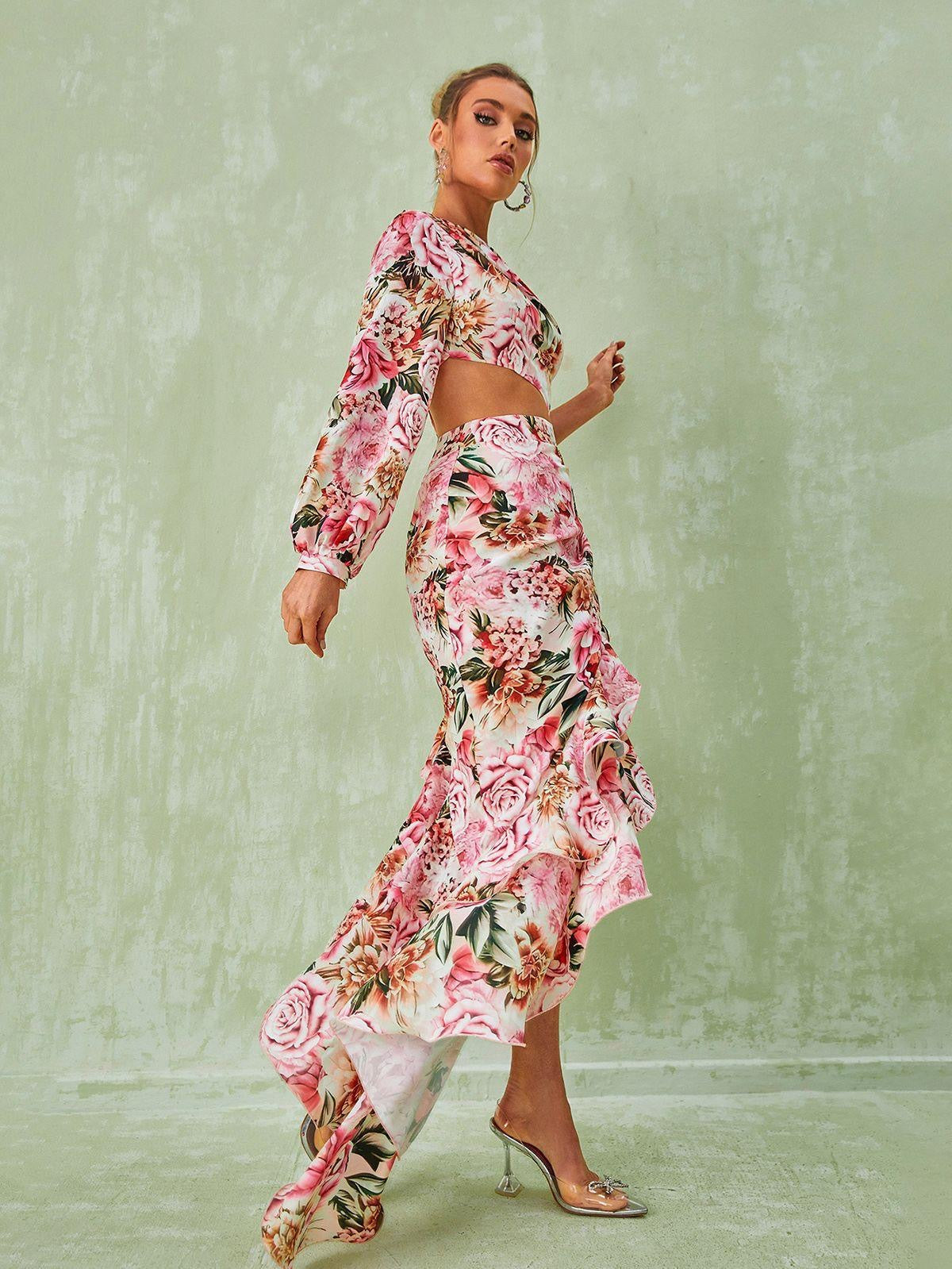 Ariana One Shoulder Floral Dress