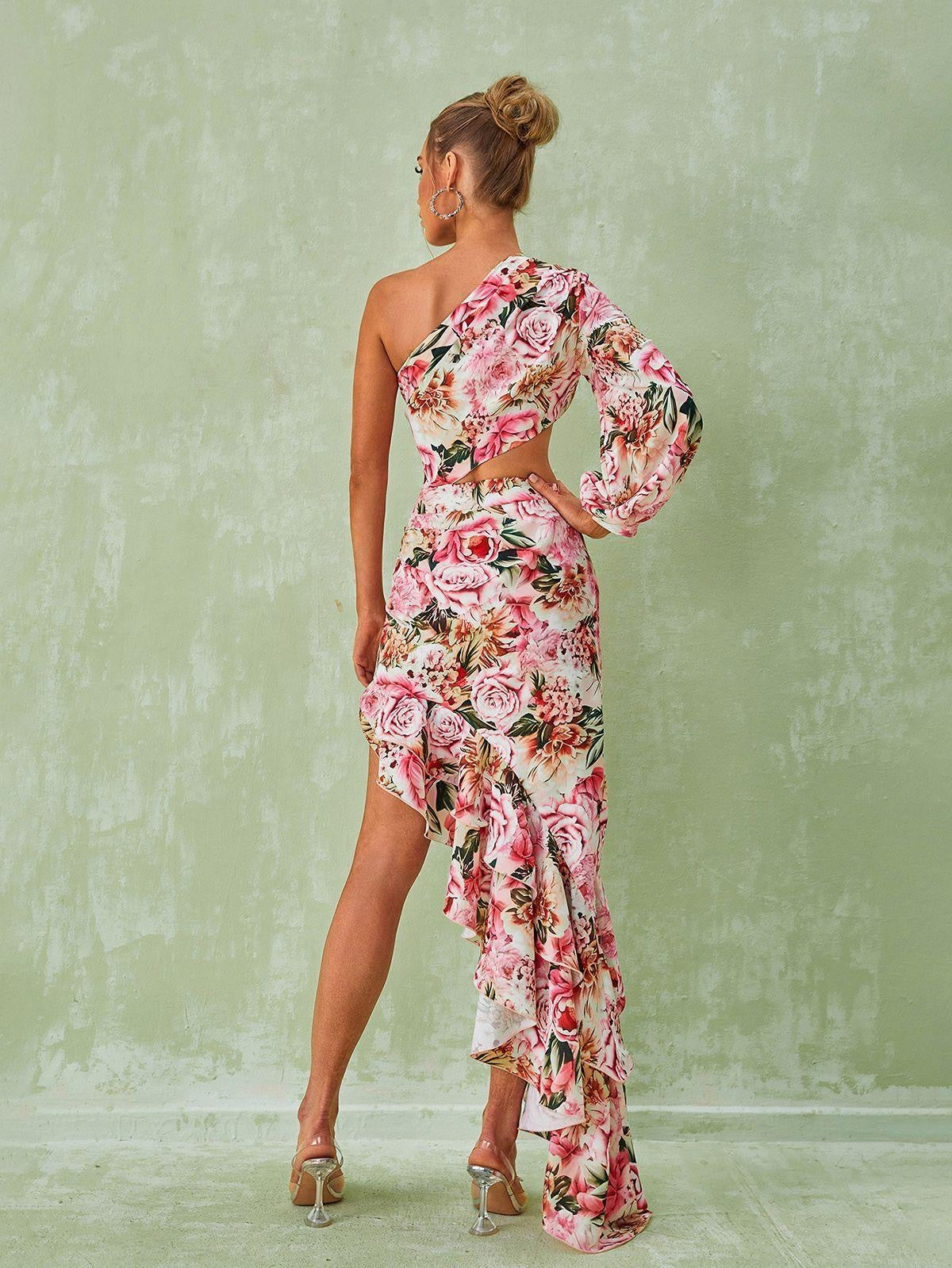 Ariana One Shoulder Floral Dress