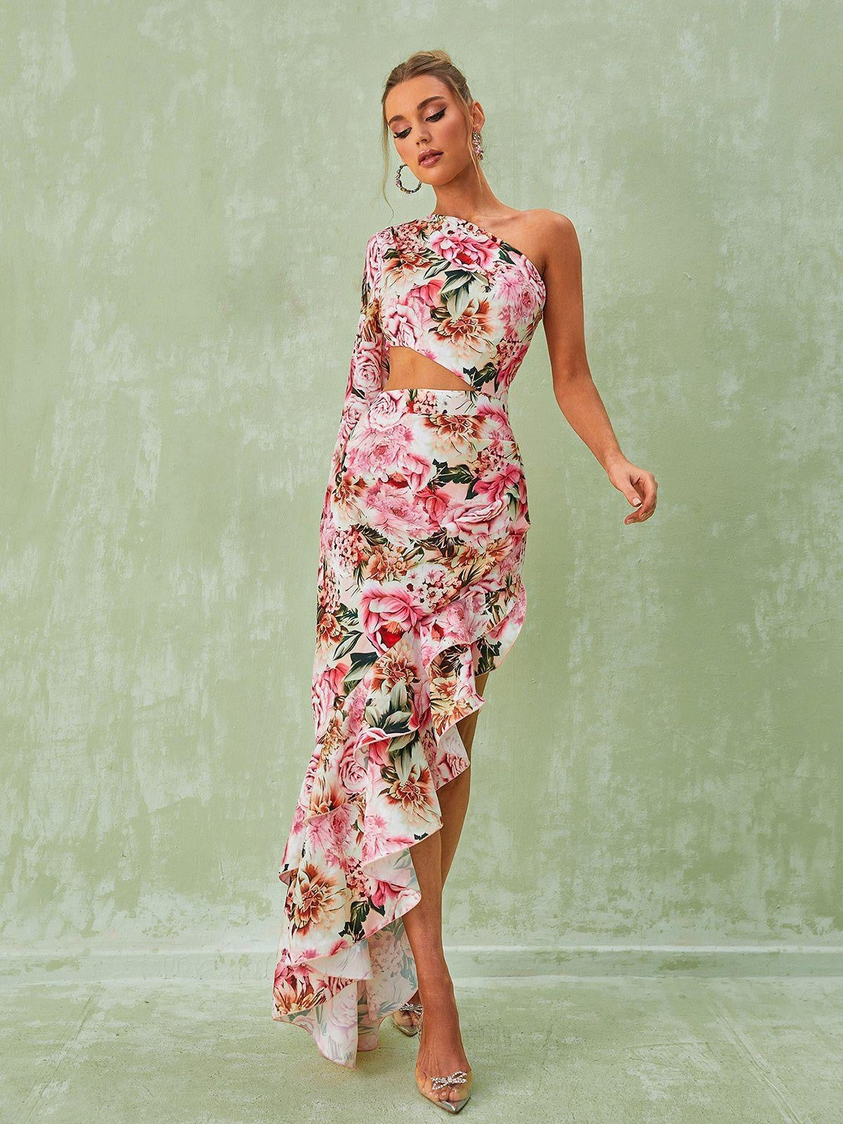 Ariana One Shoulder Floral Dress